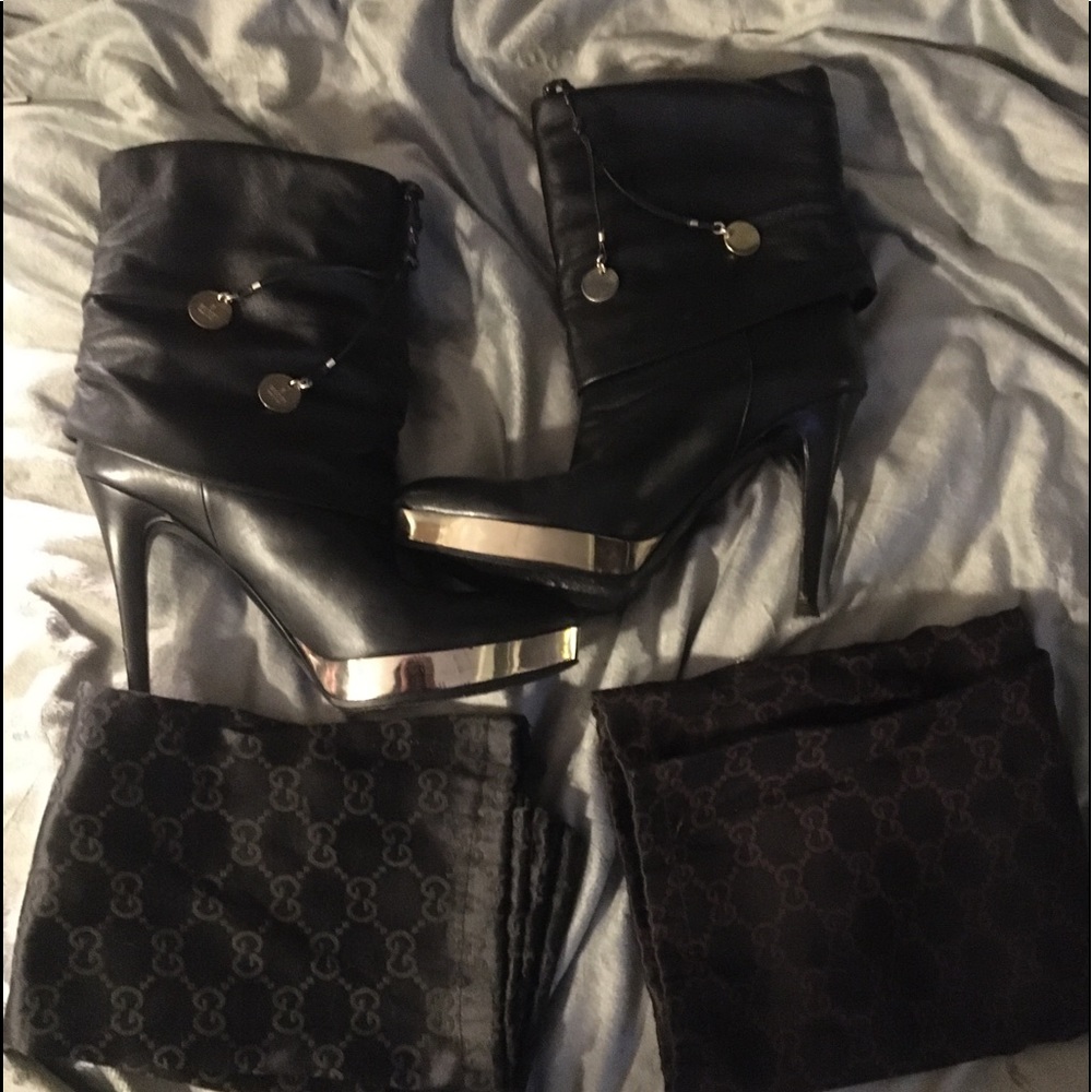 Gucci stiletto fold over boots with platform 8.5 B